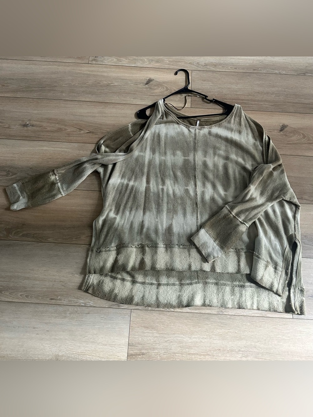 Free People Dandyline Tie-Dye Cold Shoulder Terry Sweatshirt Green Women Size L